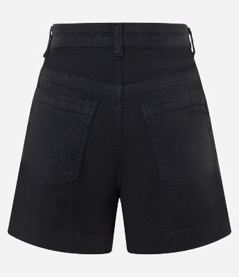 Short Regular em Sarja com Pesponto Contrastante e Bolso Faca