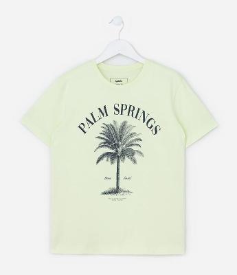 Camiseta Infantil com Lettering Palm Springs - Tam 5 a 14 Anos