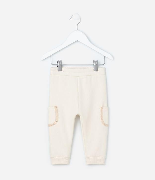 Calça Infantil em Moletom Quentinho com Bolso Lateral Rendado - Tam 0 a 18 meses - 1
