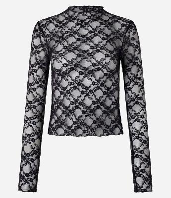 Blusa em Renda Texturizada com Golinha Alta