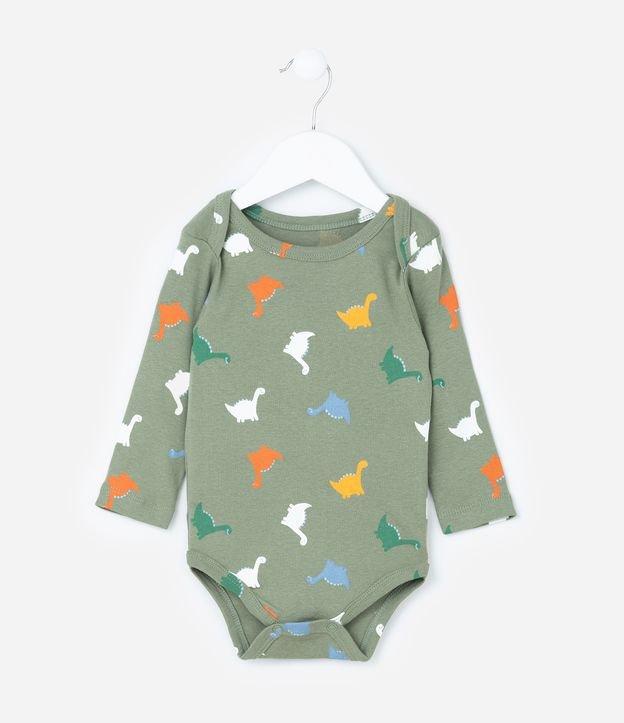Body Infantil com Estampa de Dinossauro - Tam RN a 18 meses - 1