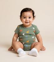 Body Infantil com Estampa de Dinossauro - Tam RN a 18 meses - 2