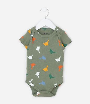 Body Infantil com Estampa de Dinossauro - Tam RN a 18 meses