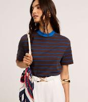 Camiseta Listrada em Malhão com Gola Contrastante - 2