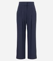 Calça Wide Leg Alfaiatada com Pregas e Aplicação de Strass - 1