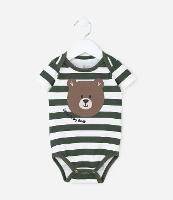 Body Infantil com Estampa Urso e Listras - Tam 0 a 18 meses. - 1