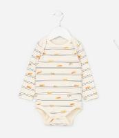 Body Infantil com Estampa de Listras e Carrinhos - Tam RN a 18 meses - 1