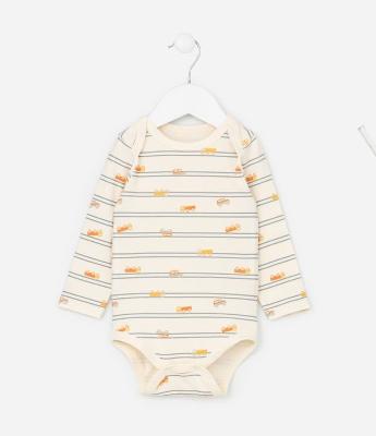 Body Infantil com Estampa de Listras e Carrinhos - Tam RN a 18 meses