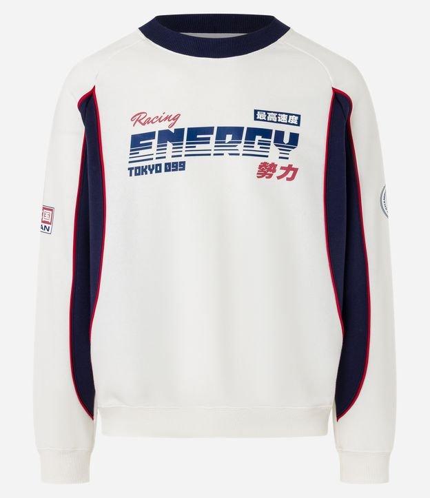 Casaco Boxy em  Moletom com Recortes e Estampa Lettering - 1