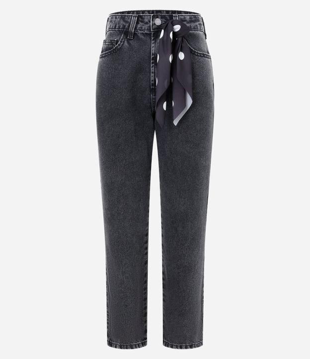 Calça Mom Comfort em Jeans com Lenço Poá - 1