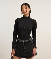 Blusa em Microfibra com Gola Longa e Zíper - 1