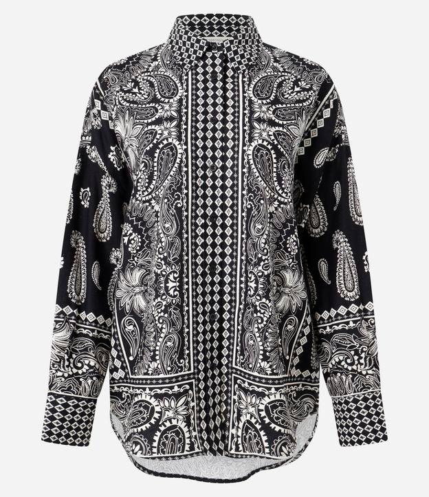 Camisa Boho em Viscolinho com Estampa Paisley - 1