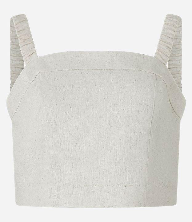 Blusa em Viscolinho Alfaiatada com Alça Franzida e Elástico nas Costas - 1