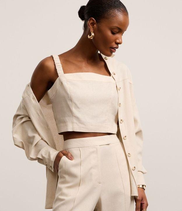 Blusa em Viscolinho Alfaiatada com Alça Franzida e Elástico nas Costas - 2