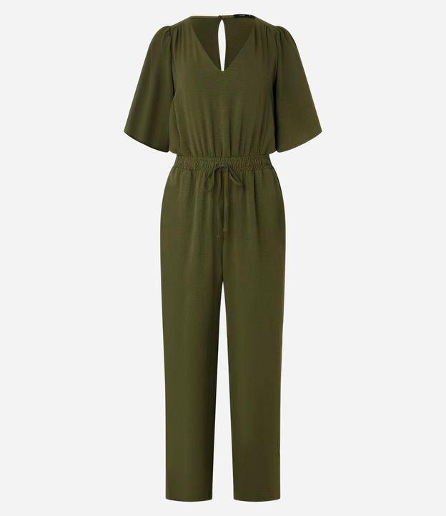 Macacão Longo em Crepe Airflow com Amarração na Cintura - 1