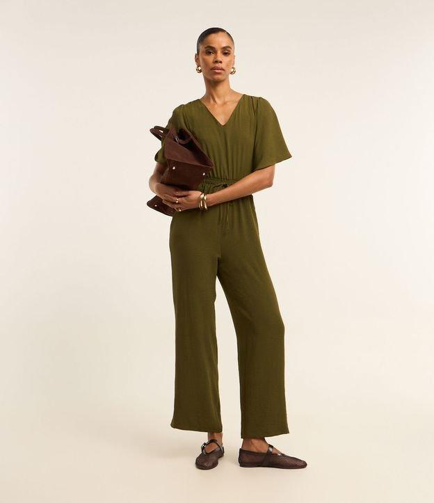 Macacão Longo em Crepe Airflow com Amarração na Cintura - 2