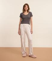 Pijama Longo com Blusa Canelada e Calça Xadrez - 2