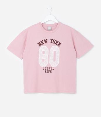 Camiseta Curta Infantil com Lettering New York - Tam 5 a 14 Anos