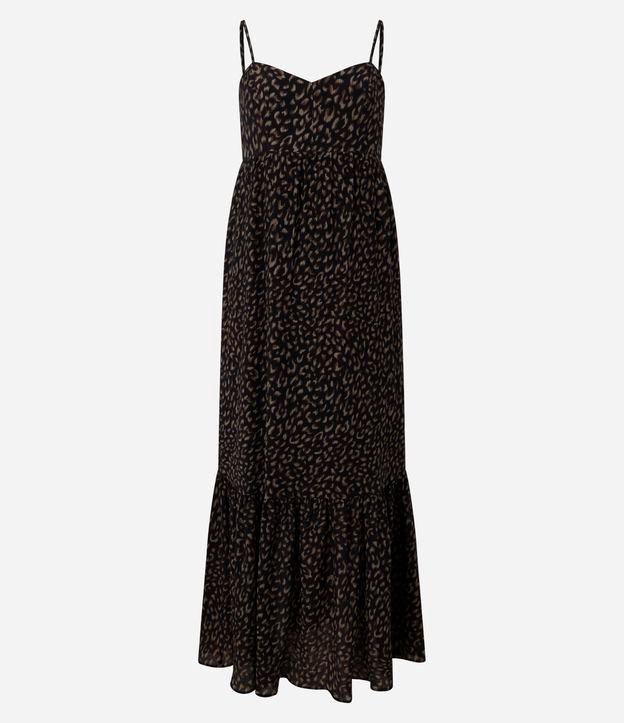 Vestido Boho Evasê Longo em Viscose com Estampa Onça - 1