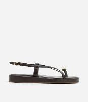 Sandália Rasteira com Tiras Finas Cruzadas e Detalhe de Metal na Dedeira - 1