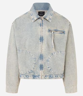 Jaqueta Overboxy em Jeans Dirty com Zíper