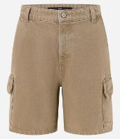 Bermuda Baggy Cropped em Sarja com Bolso Cargo - 1