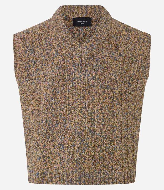 Colete em Tricô com Gola V e Textura - 1