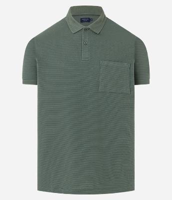 Camisa Polo Regular em Algodão com Bolso Texturizada