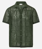 Camisa Regular com Efeito Crochê e Textura Quadriculada - 1