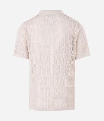 Camisa Regular com Efeito Crochê e Textura Quadriculada