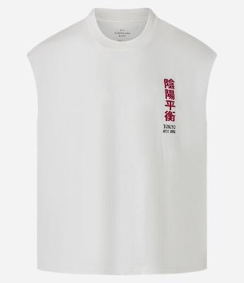 Regata Boxy em Algodão com Estampa Oriental