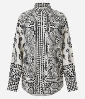 Camisa Alongada em Viscolinho com Estampa Abstrata - 1