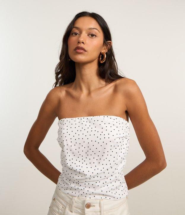 Blusa Tomara que Caia em Crepe Poá com Drapeados - 1