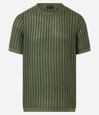 Camiseta Regular com Efeito em Tricô e Textura Contrastante