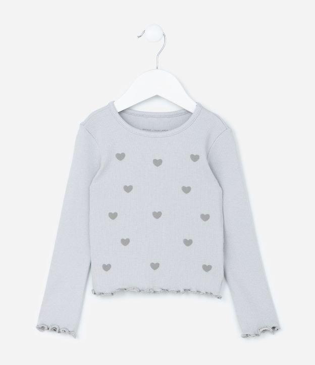 Blusa Infantil Canelada com Estampa Corações - Tam 1 a 6 Anos - 1