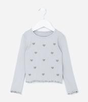 Blusa Infantil Canelada com Estampa Corações - Tam 1 a 6 Anos - 1