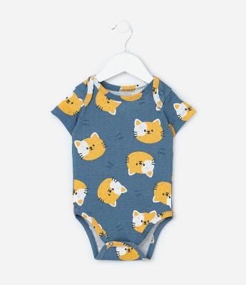 Body Infantil com Estampa Cara de Gatinho - Tam RN a 18 meses