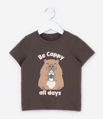 Camiseta Infantil com Estampa Capivara Be Cappy - Tam 1 a 6 Anos