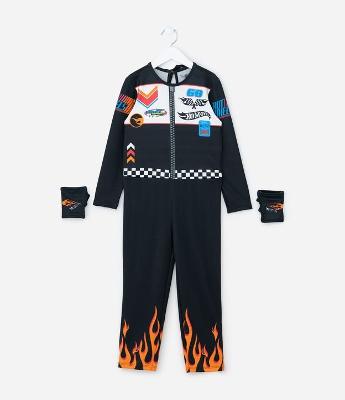 Macacão Infantil com Luvas e Estampa Hot Wheels - Tam 3 a 8 Anos