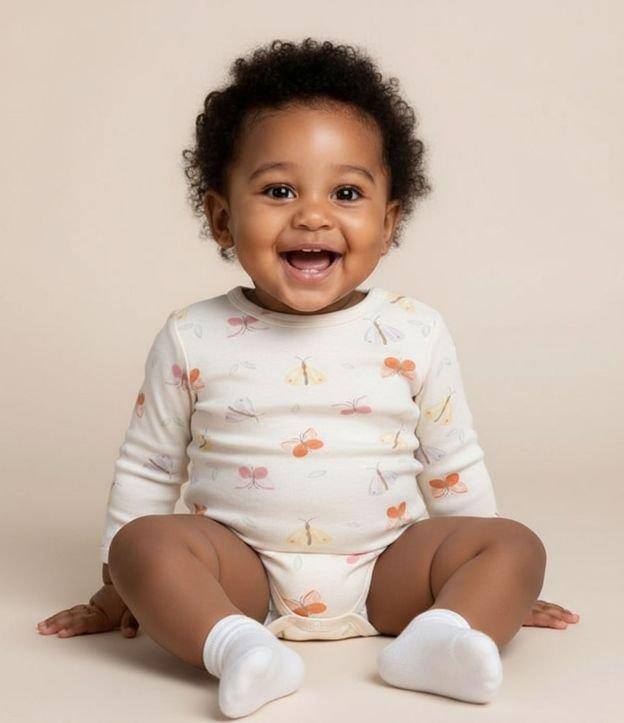 Body Infantil com Estampa de Borboletas - Tam RN a 18 meses - 2