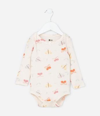 Body Infantil com Estampa de Borboletas - Tam RN a 18 meses