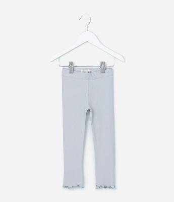 Calça Legging Infantil Canelada com Costura Frufru - Tam 1 a 6 anos
