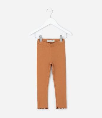 Calça Legging Infantil Canelada com Costura Frufru - Tam 1 a 6 anos