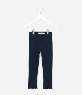 Calça Legging Infantil Canelada com Costura Frufru - Tam 1 a 6 anos