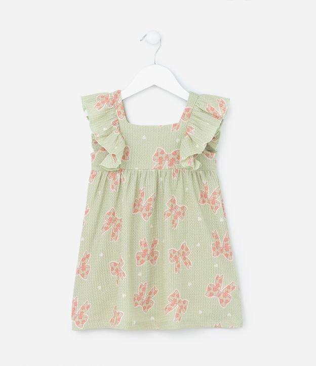 Vestido Infantil Texturizado com Estampa Laços - Tam  1 a 6 Anos - 1