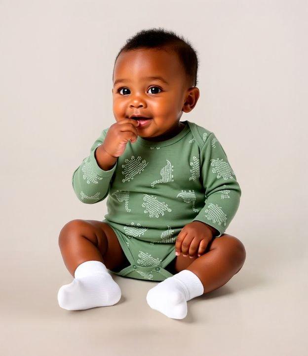 Body Infantil com Estampa Dinossauros - Tam RN a 18 meses - 2