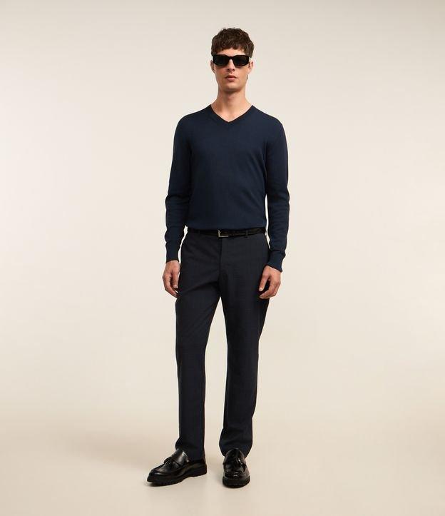 Calça Slim em Alfaiataria com Estampa Xadrez em Fio Tinto - 2