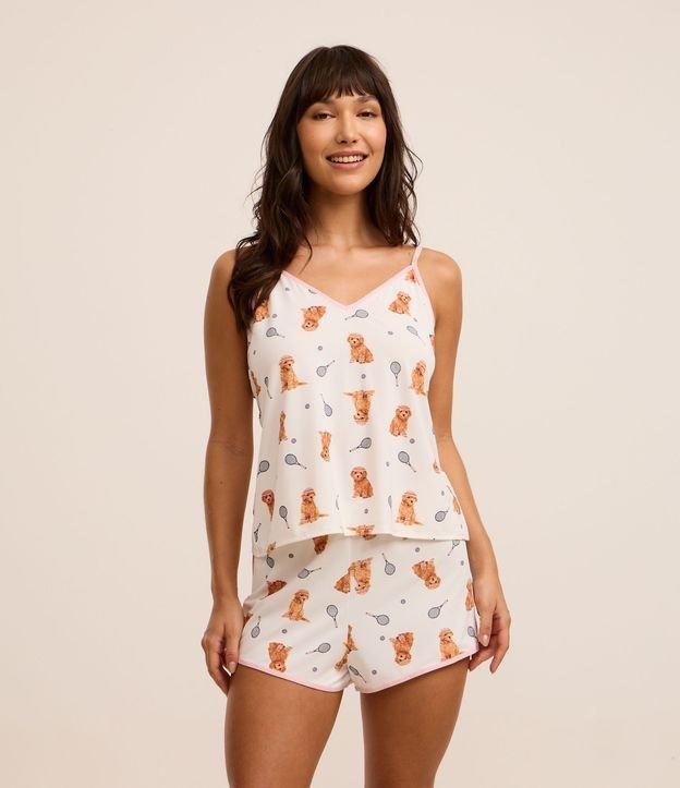 Pijama Short Doll em Microfibra com Estampa de Cachorro Tenista - 2