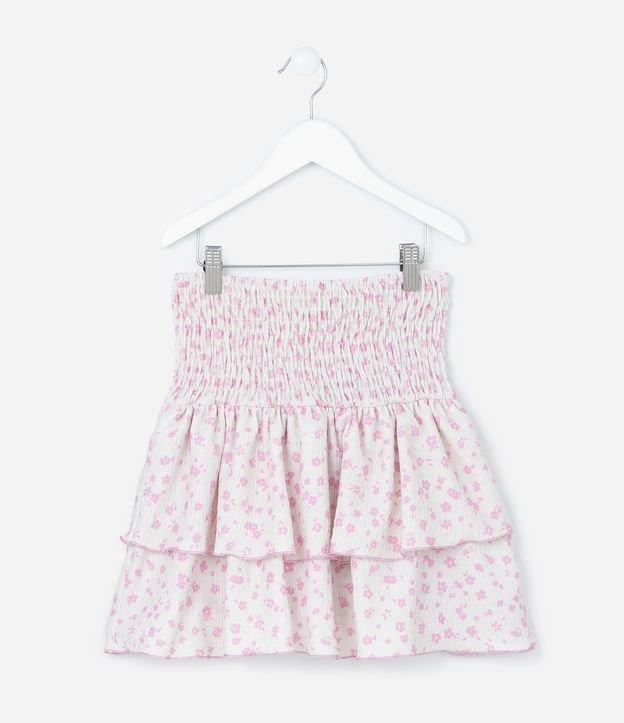 Saia Infantil com Babadinhos e Estampa Floral - Tam 5 a 14 Anos - 1