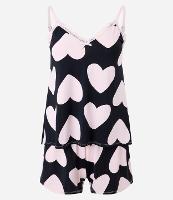 Pijama Short Doll em Microfibra Estampa Maxi Coração - 1